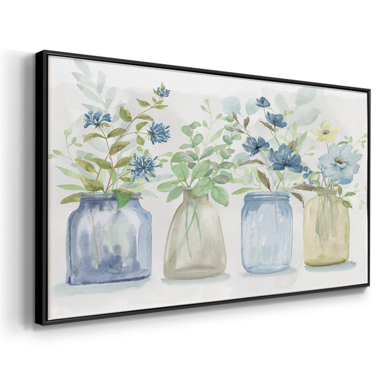Blue Pickings - Toile tendue avec châssis encadré - Prêt à accrocher, H 21 po x l 41 po, Noir