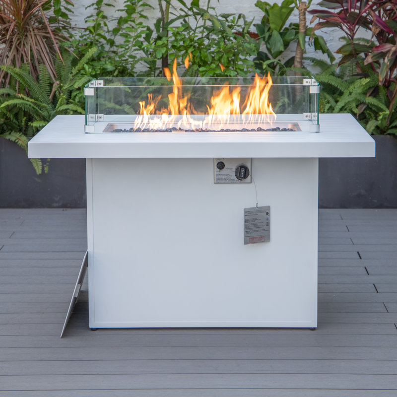 Table de foyer d'extérieur au propane Chelsea, Blanc