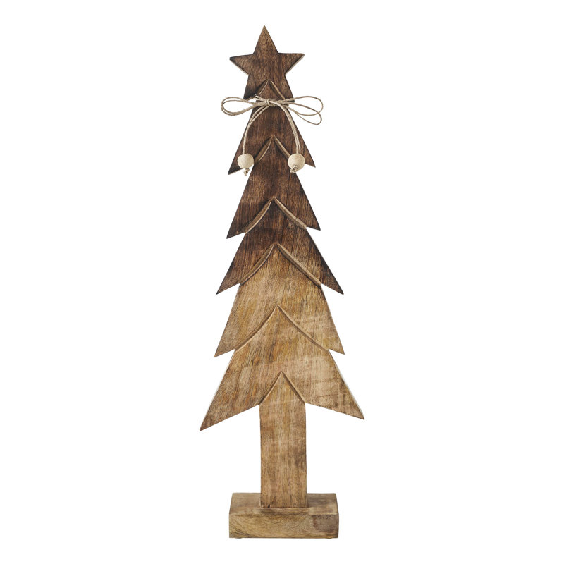 Figurine d'arbre de Noël en bois brun, H 19,75 po x l 6,5 po x P 2,25 po