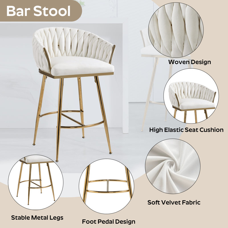 Table ronde et tabourets de bar pour 2 à 4 personnes, Beige, 5