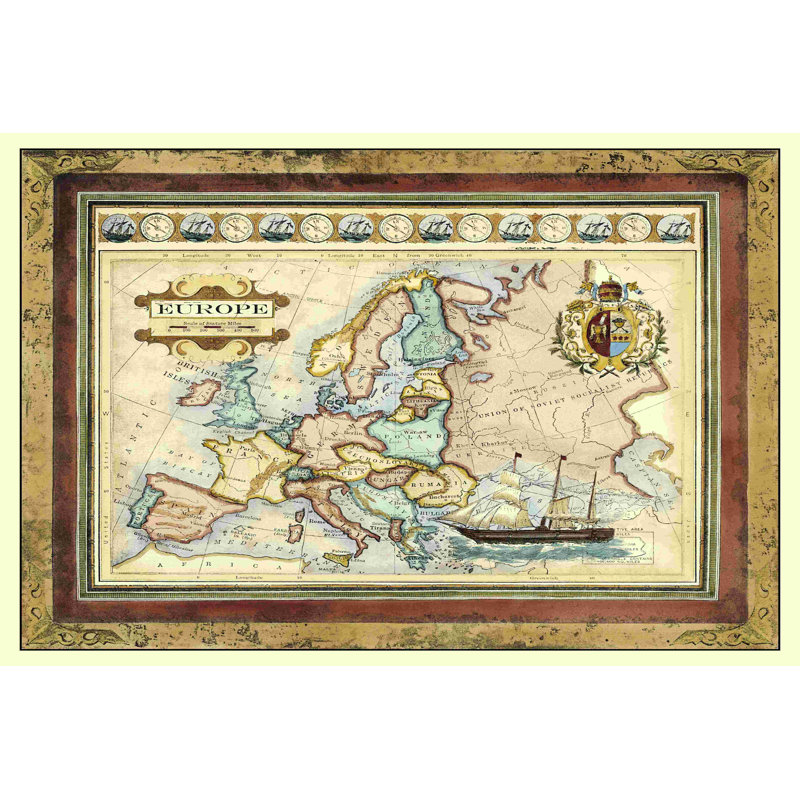 Carte de l'Europe, H 8 po x l 12 po