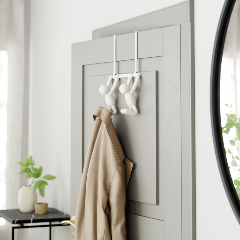 Buddy White Plastic Over-the-Door Double Hook Rack