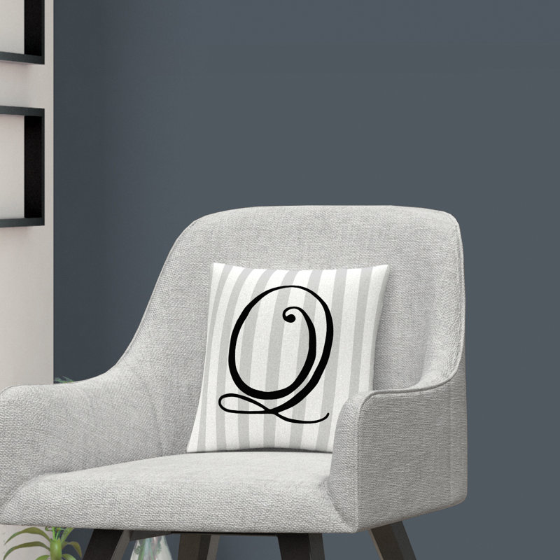 ABC Striped Throw Pillow, Q