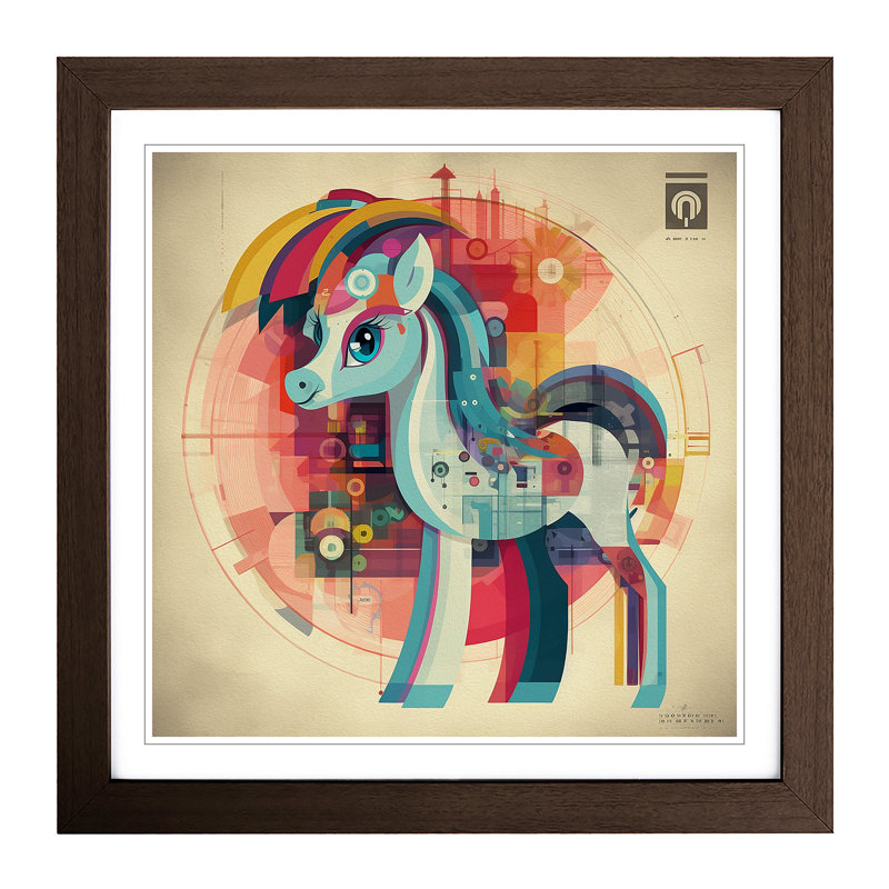 Pony Constructivism - Single Picture Frame Print on Wood, Walnut