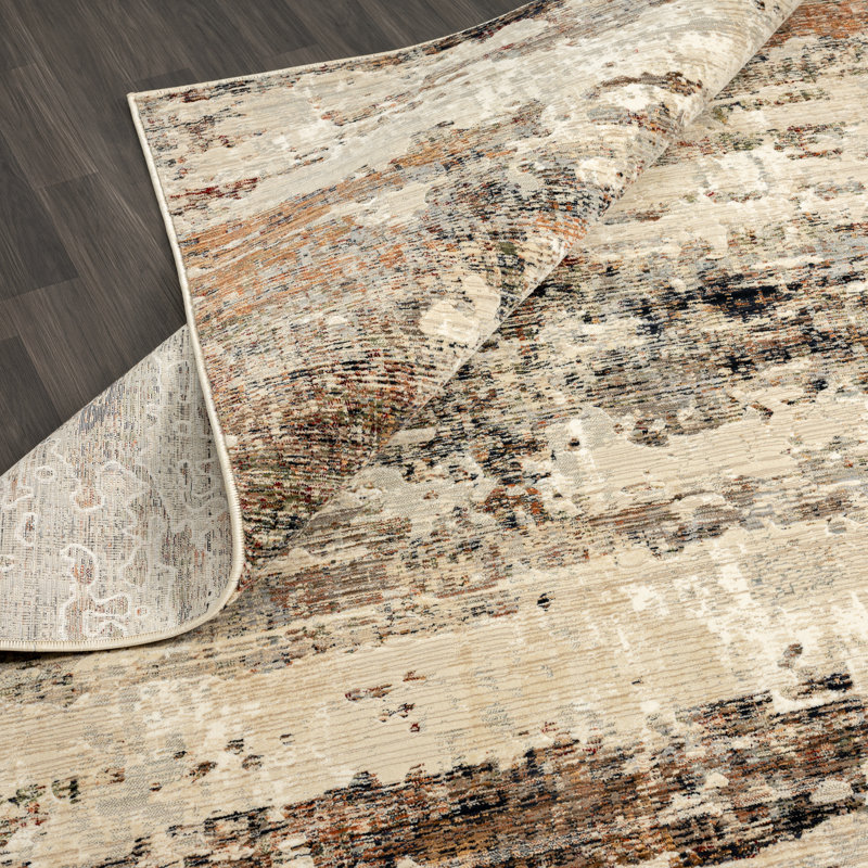 Rehedul Abstract Area Rug in Beige, Runner 2'3" x 7'8"