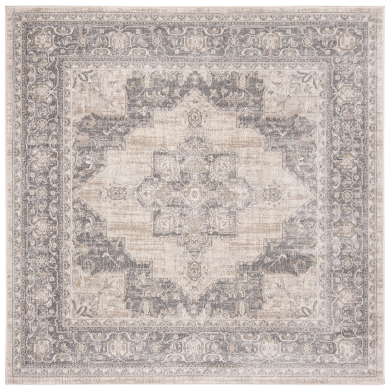 Hogan Oriental Area Rug, Square 201cm, Cream/Grey