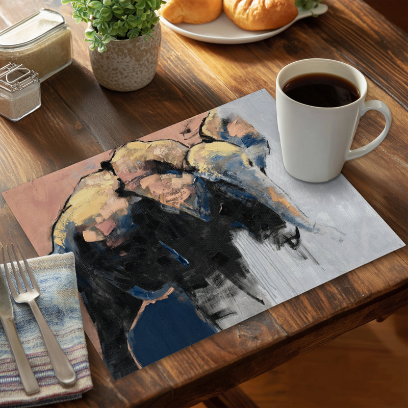 Abstract Elephant Gray Polyester Placemat | Home Decor