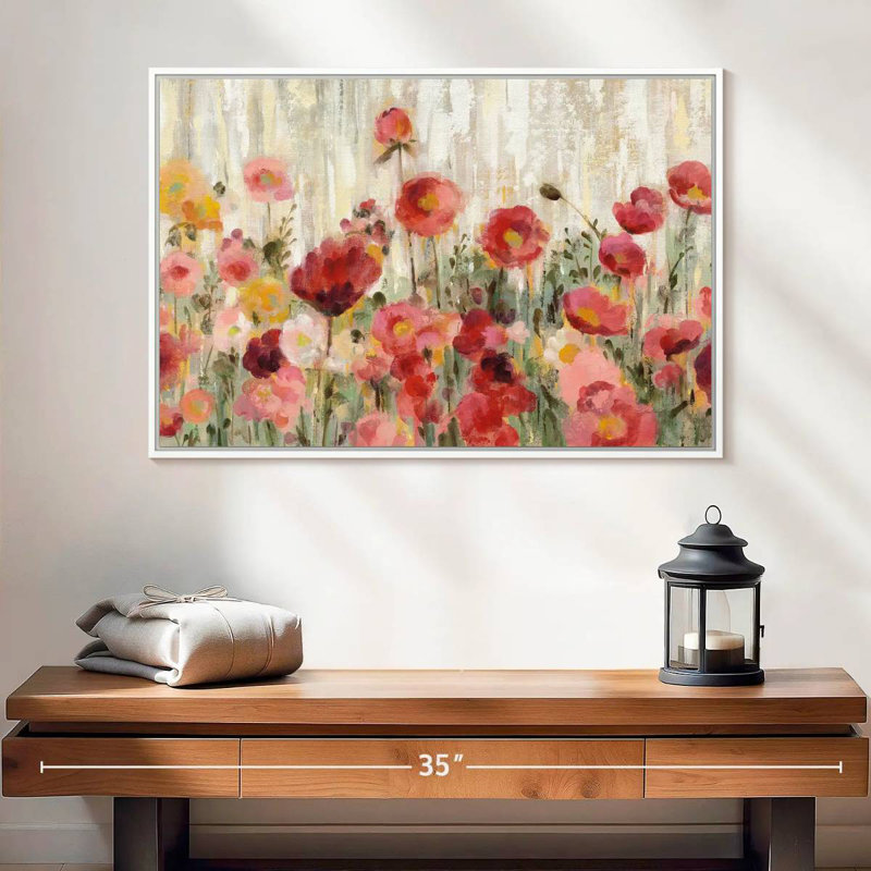 Fleurs saupoudrées, Cadre flottant blanc, 25 po x 17 po