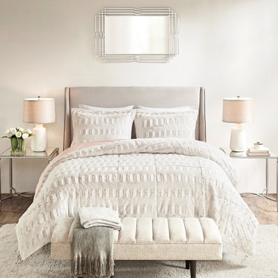 Mini-édredon long en fourrure blanche pour grand lit, grand, rembourré
