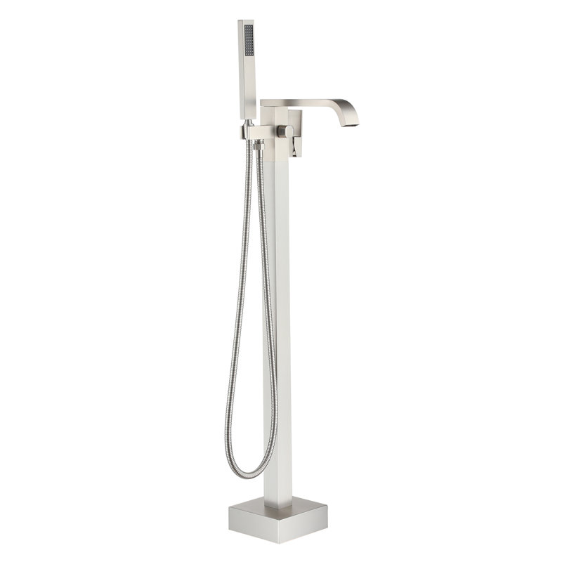 1 Handle Floor Clawfoot Tub Faucet with Diverter, Brushed Nickel