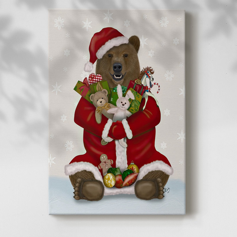 Christmas Christmas Christmas, câlin d'ours sur toile, H 36 po x l 24 po x P 1,5 po