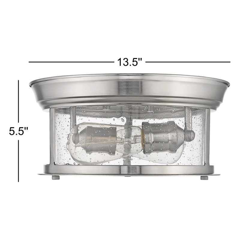 Canale Glass Flush Mount, Brushed Nickel, 5.5"H x 13.5"W x 13.5"D