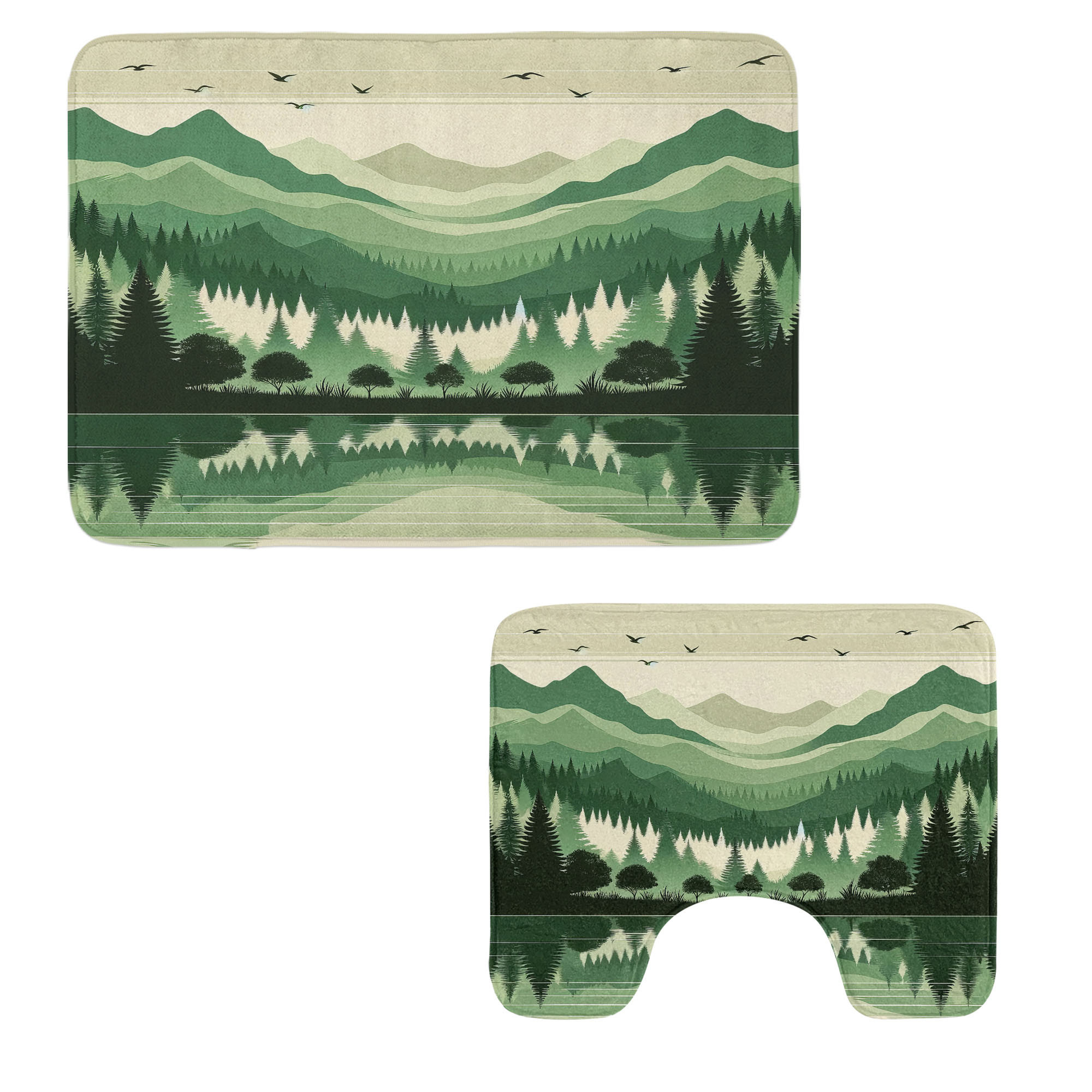 Dakota Fields Sage Green Bathroom Rug Set 2 Pieces Rectangle & Contour