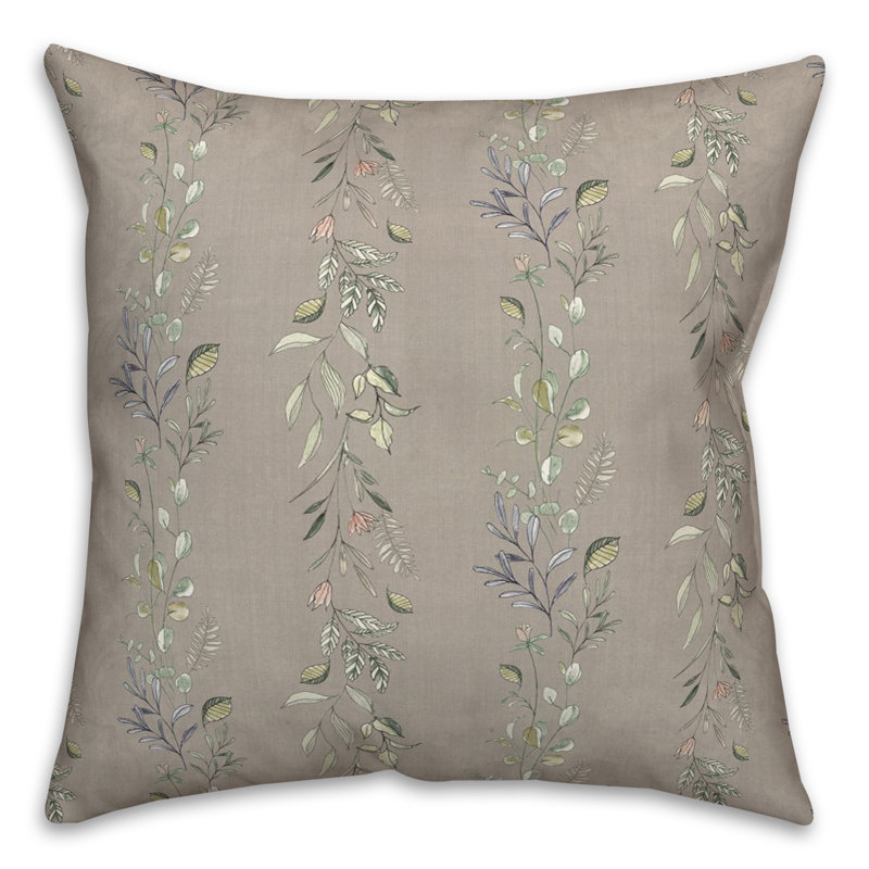 Floral Outdoor Reversible Throw Pillow, Gray