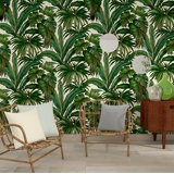 Palm Leaf White Green Wallpaper