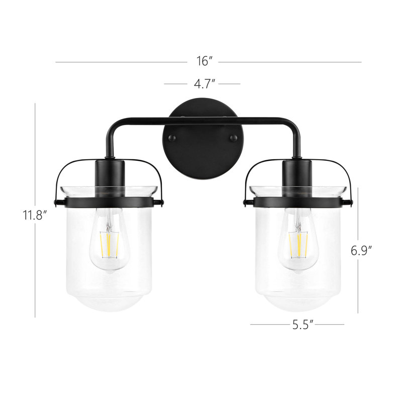 Éclairage pour salle de bain 2 lumières en verre