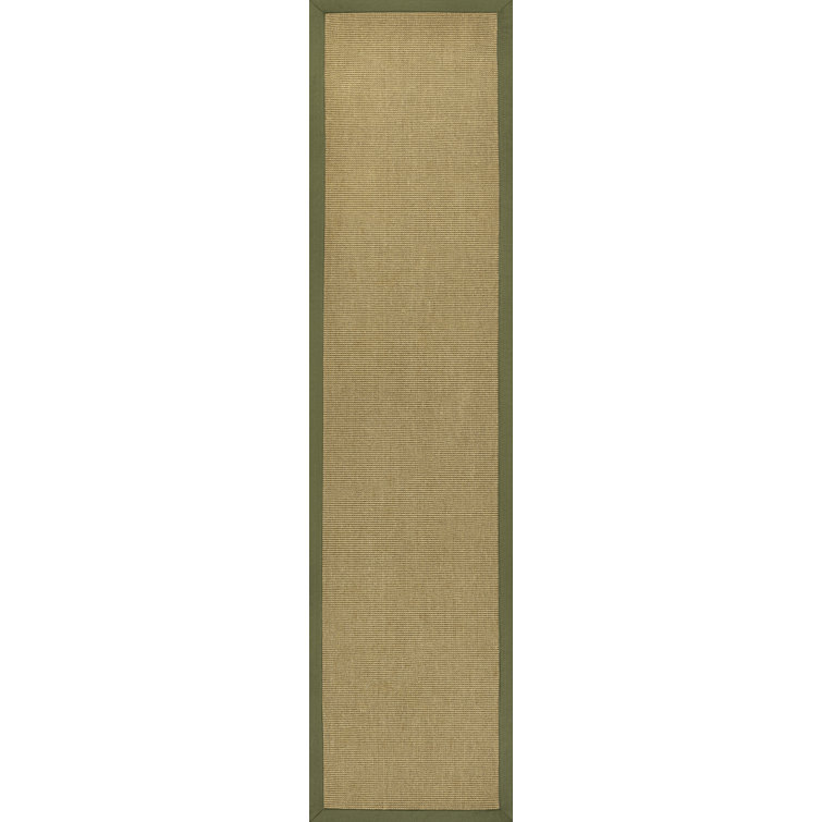 Locklin Farmhouse Cottage Border Jute Natural/Olive Rug