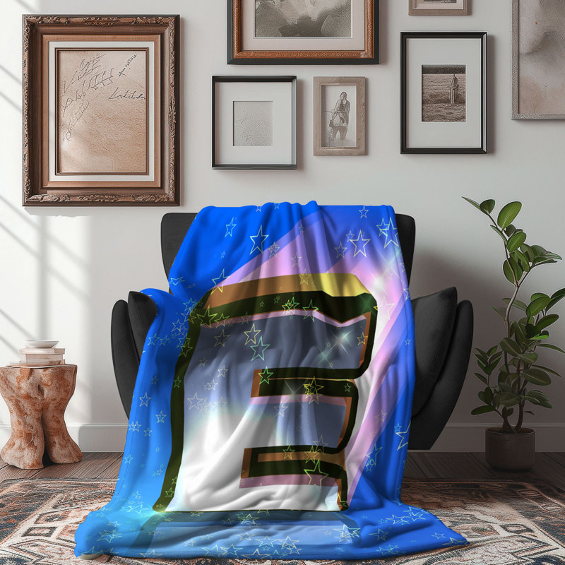 Motif Groovy - 1 pièce Sherpa Premium, Lit simple, Bleu et noir