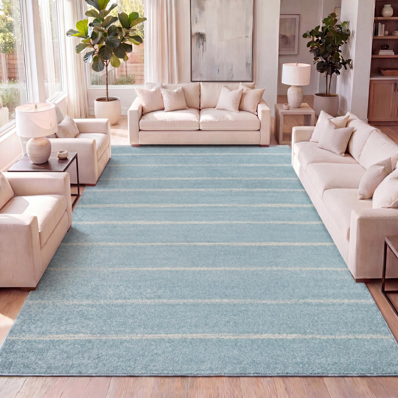 Tapis turquoise / crème Montral Minimalist, Rectangle 7 pi 9 po x 10 pi