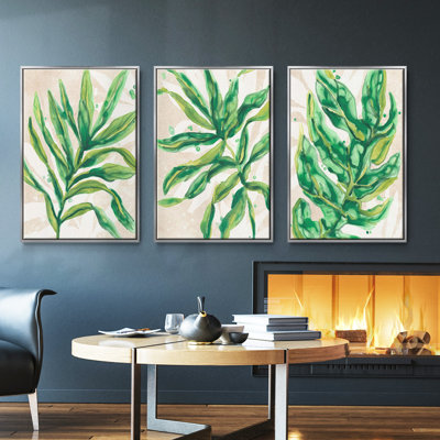 Parchment Palms I - Ensemble de 3 cadres flottants sur toile
