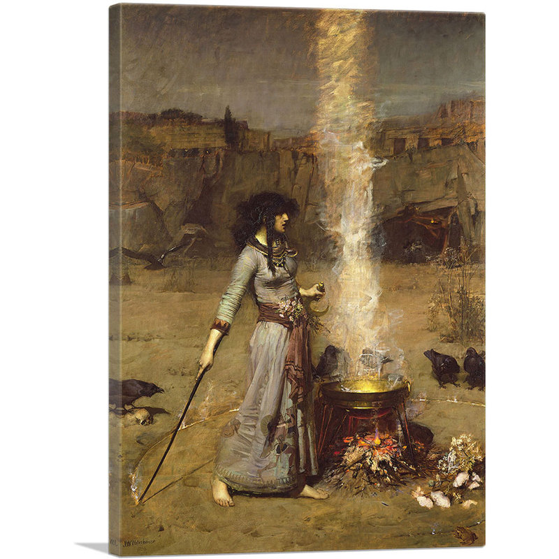 «Magic Circle 1886» par John William Waterhouse, reproduction d'art sur toile tendue, H 18 po x l 12 po x 1,5 po