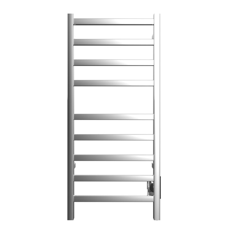 Chauffe-serviettes électrique mural en acier 18 po x 40 po Kontour - Chrome, câblé, rails carrés, H 40 po x l 18 po x P 4 po