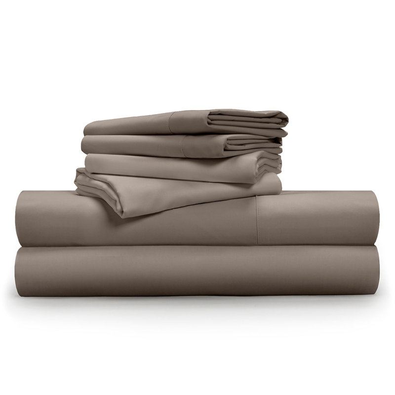  Ensemble de draps à densité de tissage 600 fils Luxe Soft & Smooth, Double, Taupe cendré