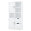 Armoire de rangement pour salle de bain avec portes et tiroirs, plusieurs espaces de rangement, style autoportant, tablette ouverte, tablette réglable, blanc