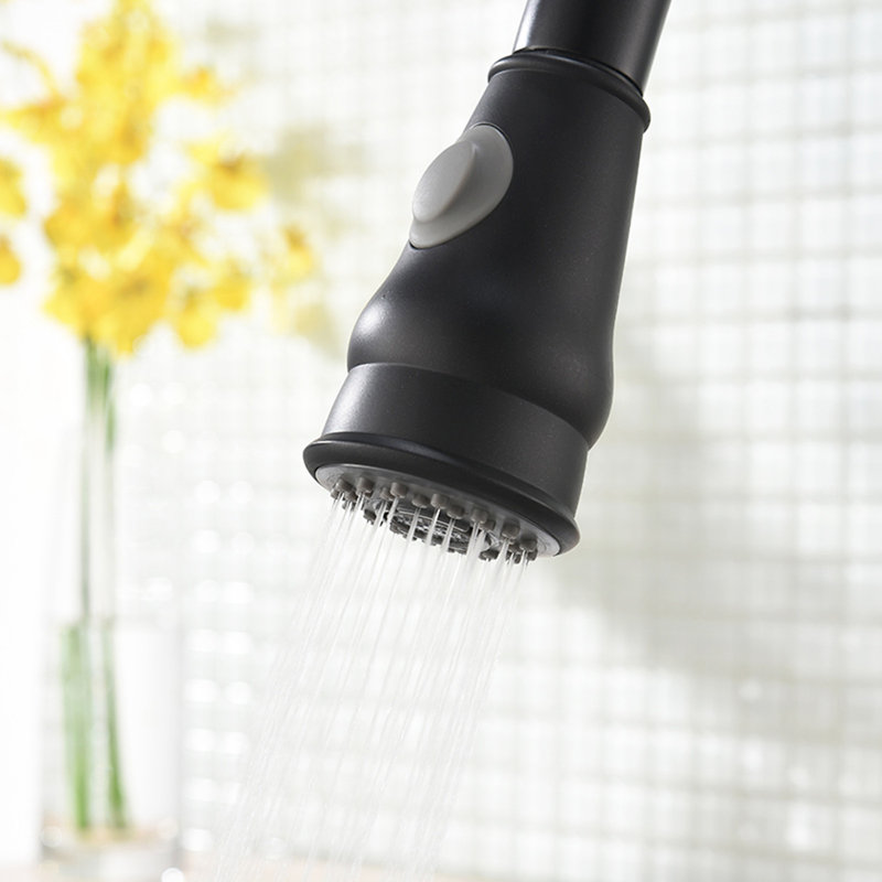 Commercial Black Kitchen Faucet With Pull Out Sprayer, Single Handle Single Lever Kitchen Sink Faucet