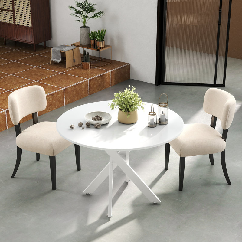 Ensemble de salle à manger à piédestal rond avec chaises rembourrées, Ensemble de trois pièces : table, deux chaises, Noir