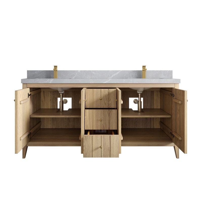 Chêne d'Atlanta 72 po X P 22 po D Meuble-lavabo double avec 2 po ,  Gris perle