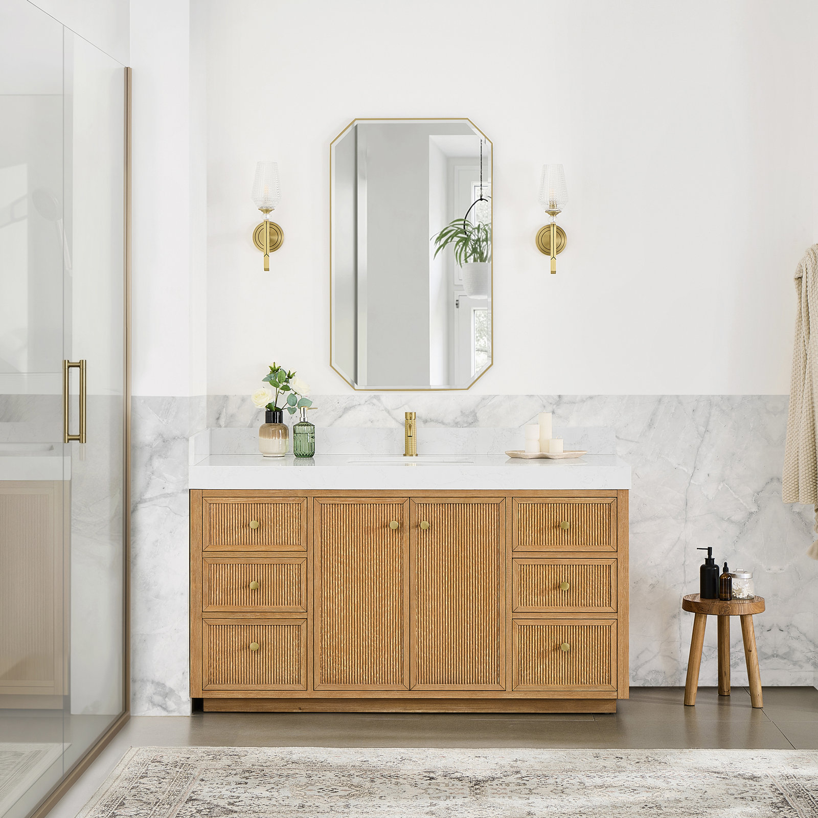 Thea 60" Single Bathroom Vanity, Fir Wood Brown