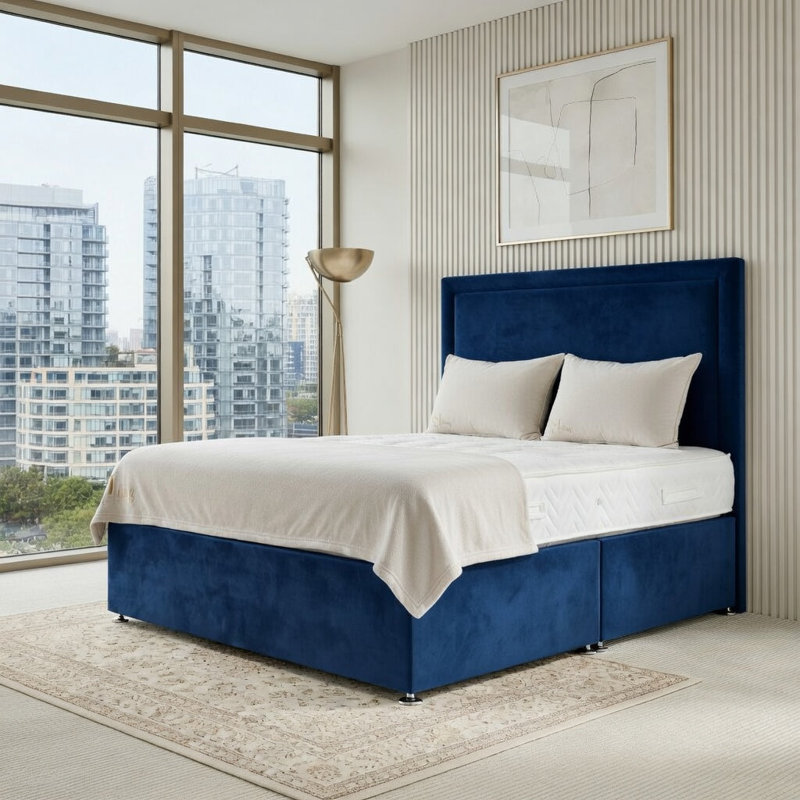 Velmont Divan Bed, Single, Dark Blue