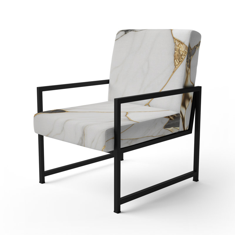 Cress - Fauteuil d'appoint rembourré en marbre, Noir, noir, noir, noir