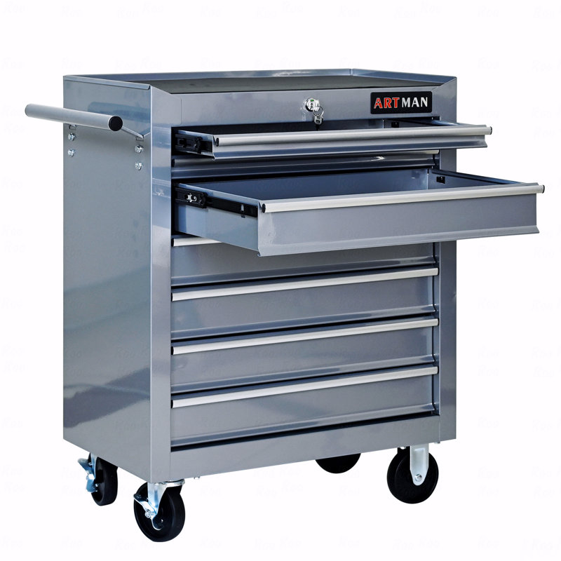 7-Drawers Multifunctional Tool Cart With Wheels, Silver