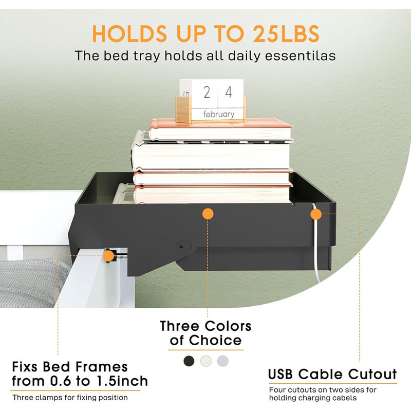 Bedside Shelf For Bed – College Dorm Room Clip On Nigh...