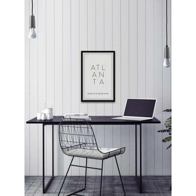 Ville d'Atlanta - Reproduction d'art textuel sur papier encadré, H 45 po x l 30 po x P 1,5 po