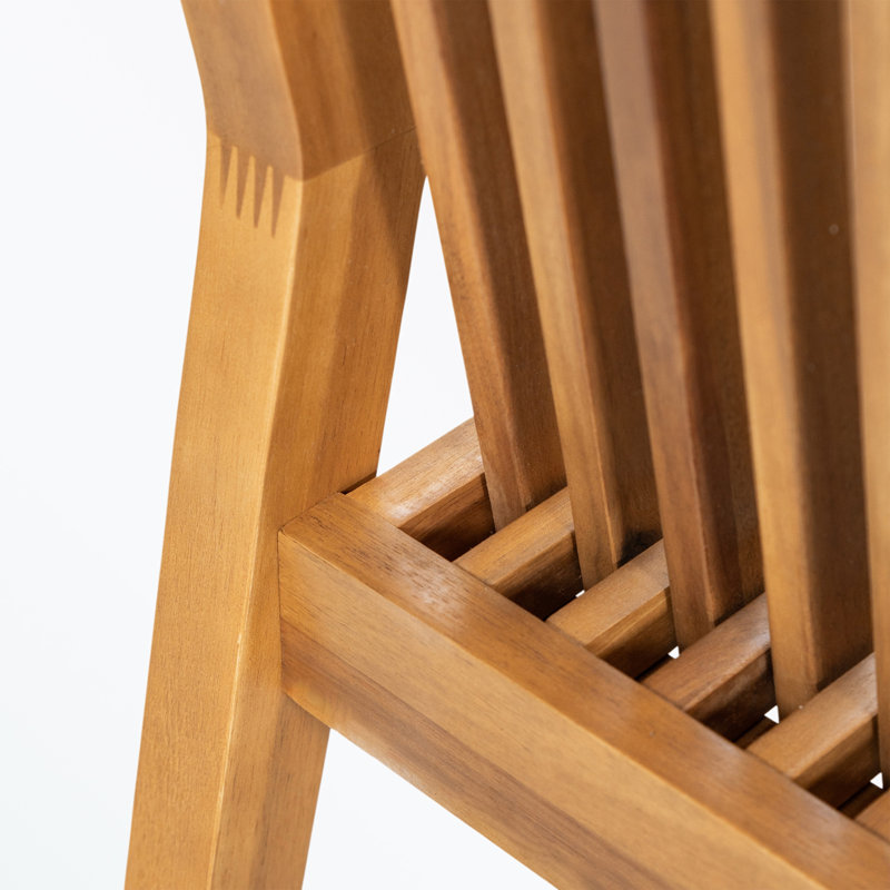 Ensemble de 2 chaises de salle à manger d'extérieur avec coussin moelleux et dossier à lattes, Naturel