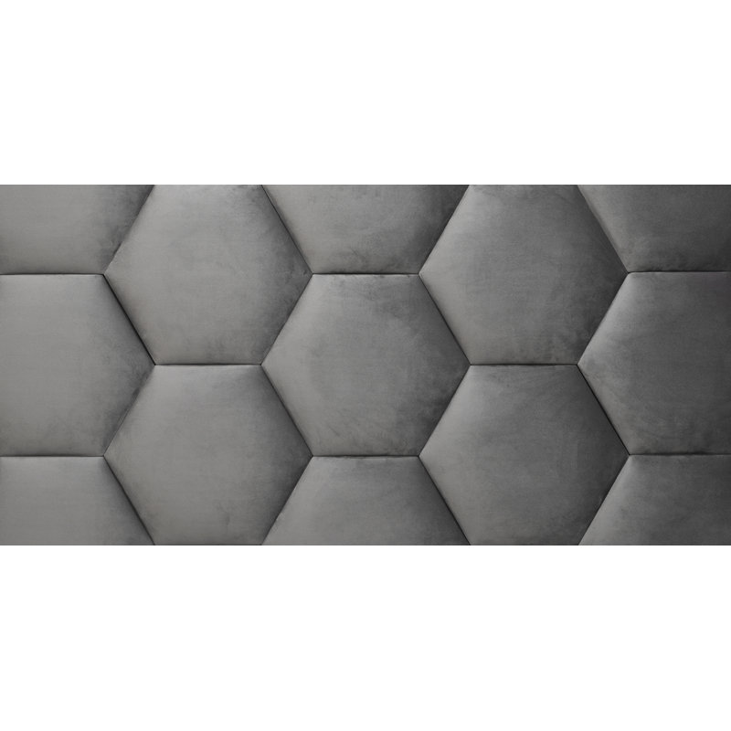 Gray Velvet 3D Hexagon Wall Panels