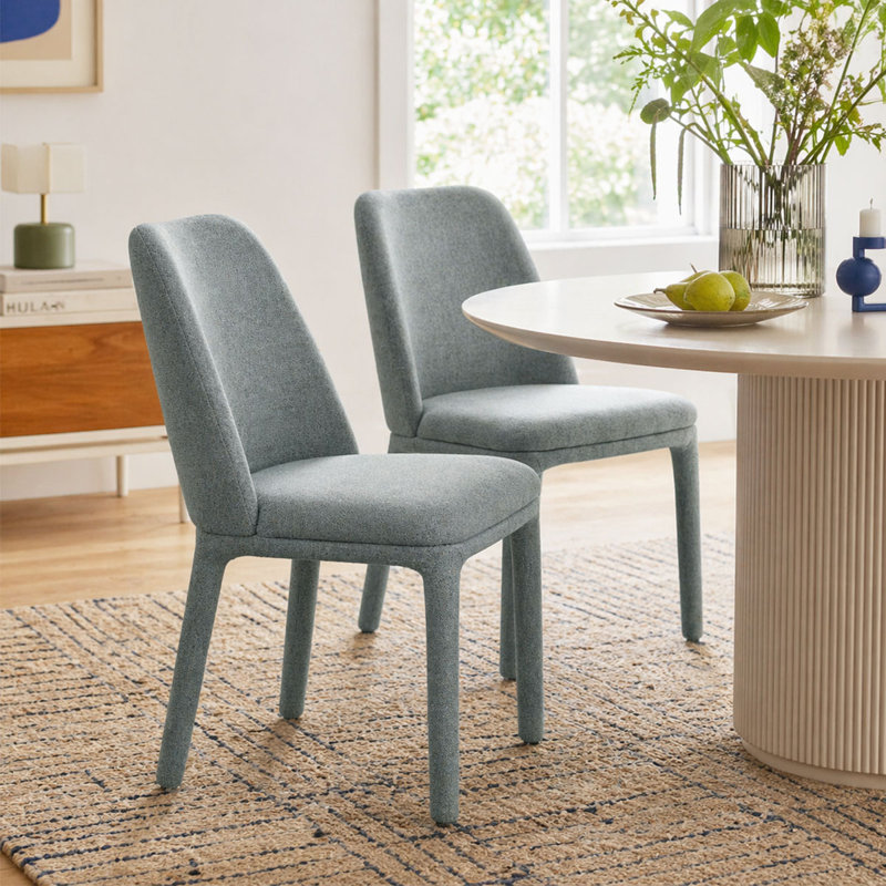 Chaise de salle à manger entièrement rembourrée de 19,5 po de hauteur, Bleu