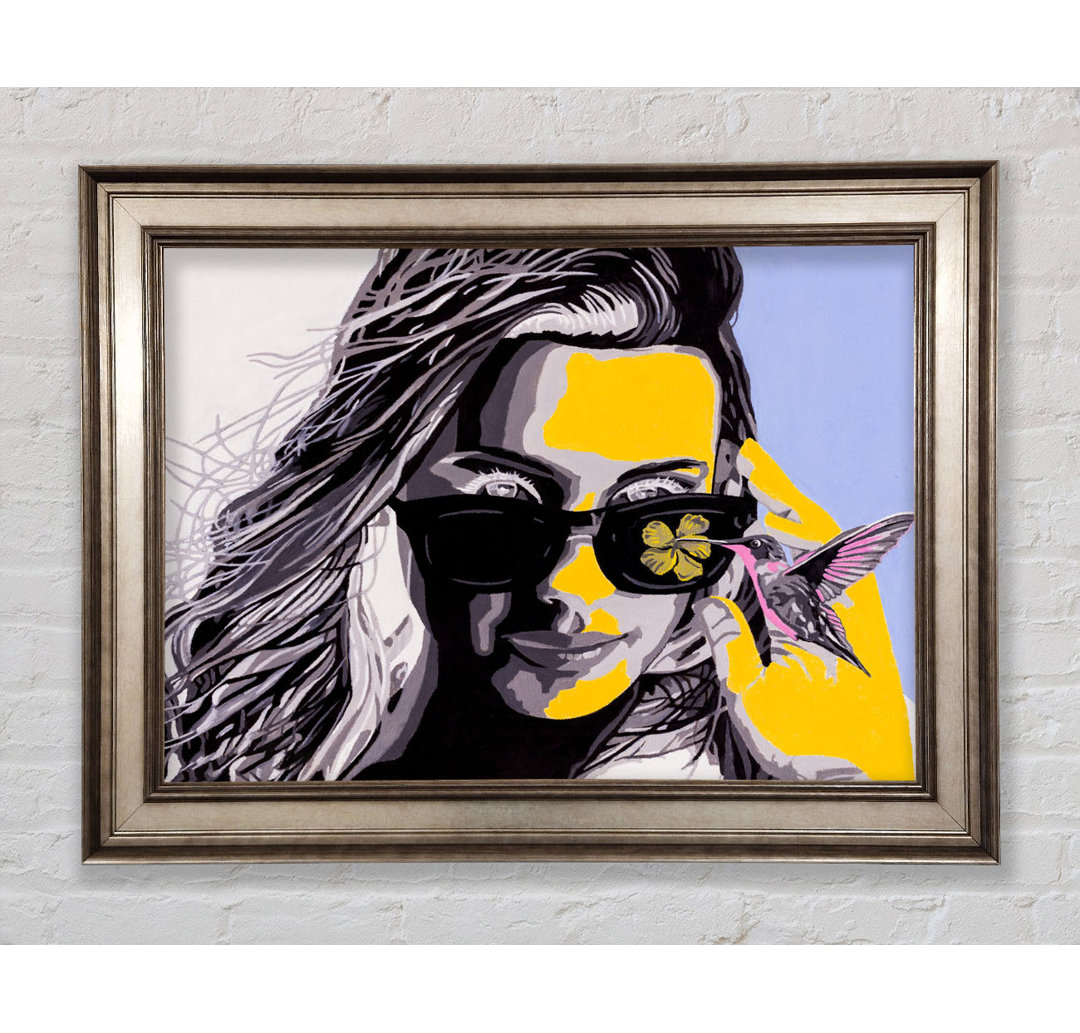 Frau Sonnenbrille Popart - Einzelner Bilderrahmen Kunstdrucke