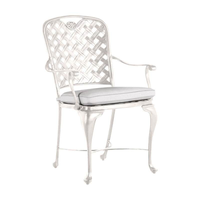 Provance Patio Dining Armchair with Cushion, Chalk, Bali Pearl, Welt