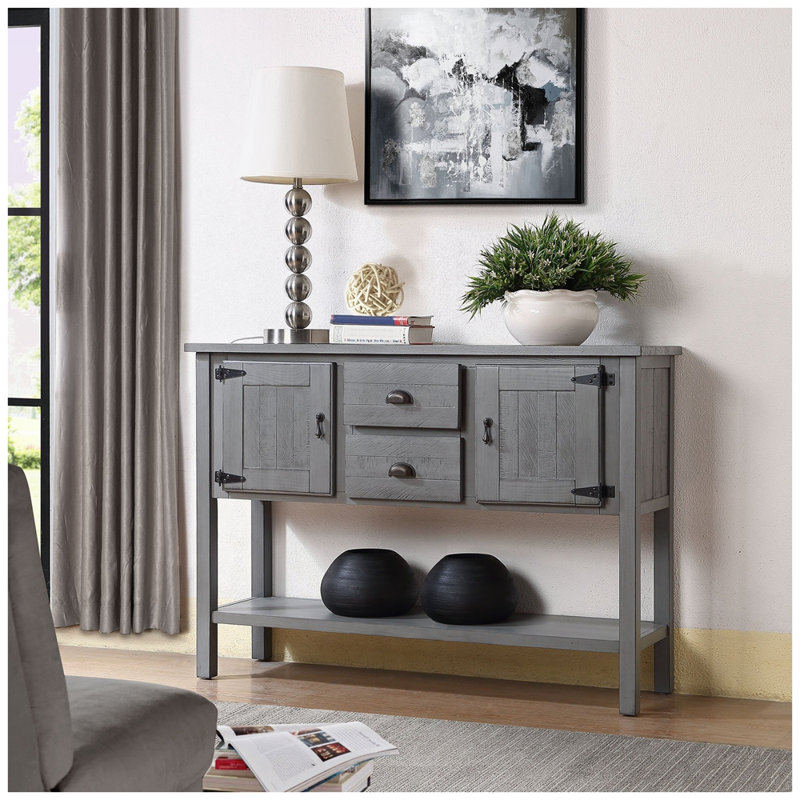 Console en bois massif 48 po Eucptus, Gris antique
