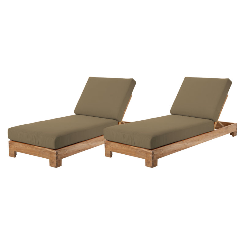 2 Pacific Teak Outdoor Chaise Loungers, Cocoa