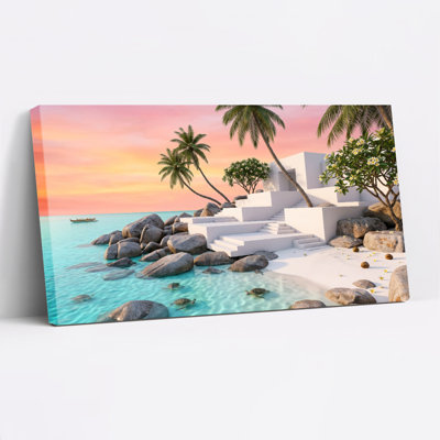 Ensemble de 1 tableau sur toile « Plage tropicale »