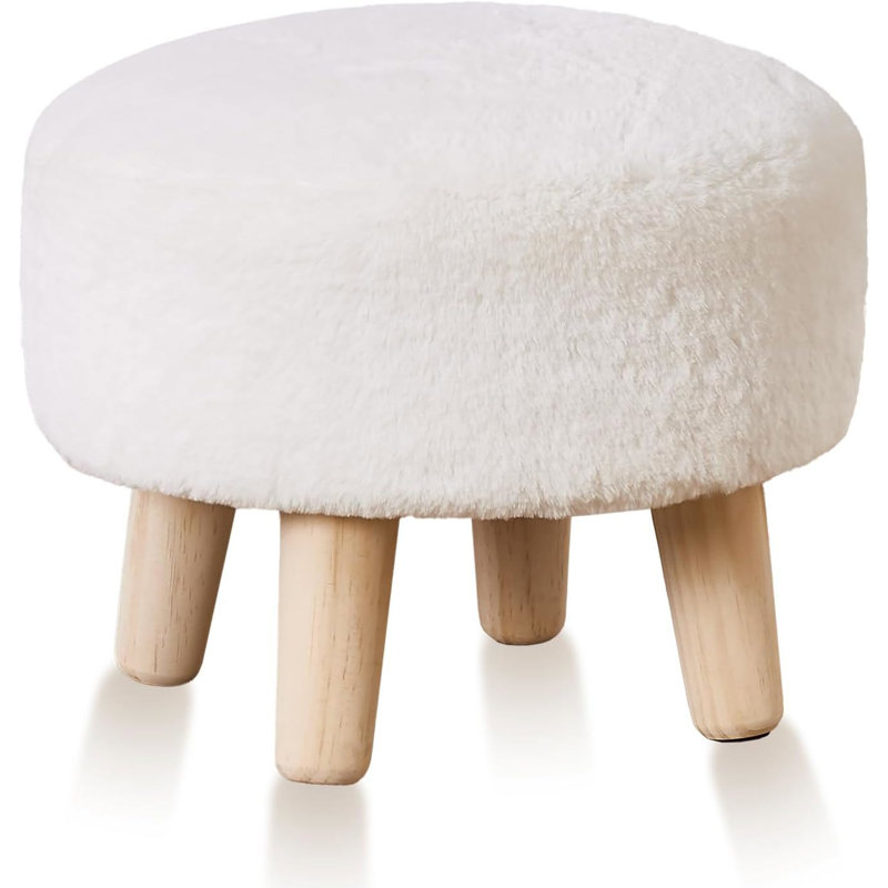 Wood Accent Stool, White