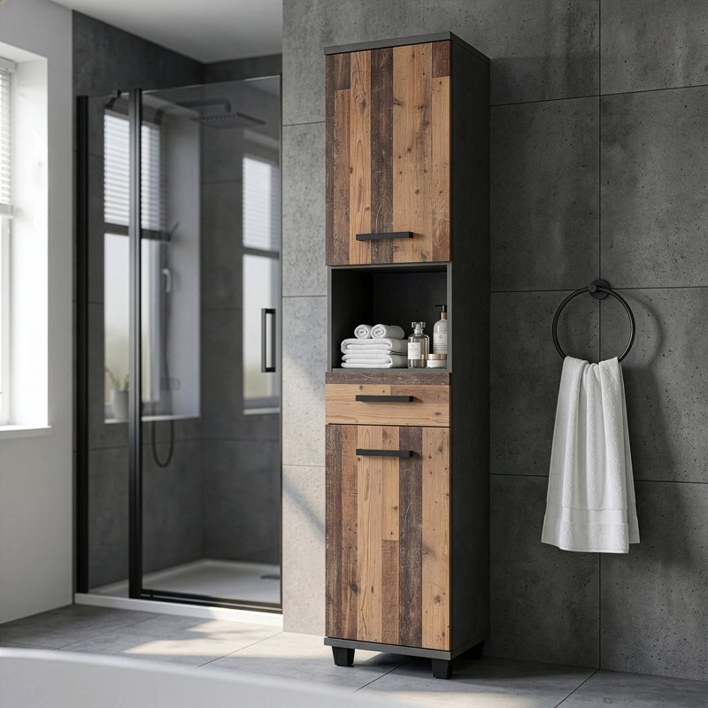 Veris Bathroom Cabinet, Walnut/Dark Grey