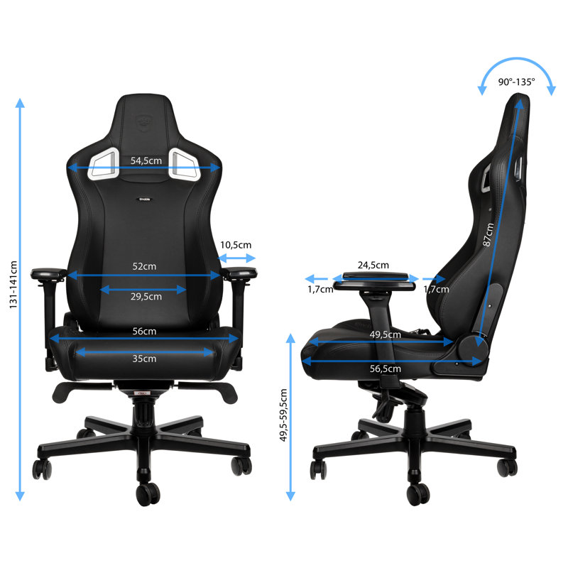 Noblechairs Adjustable Reclining Ergonomic Swiveling PC & Racing Game Chair in Black