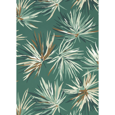 Aucuba Floral Non-Pasted Metallic Wallpaper Roll