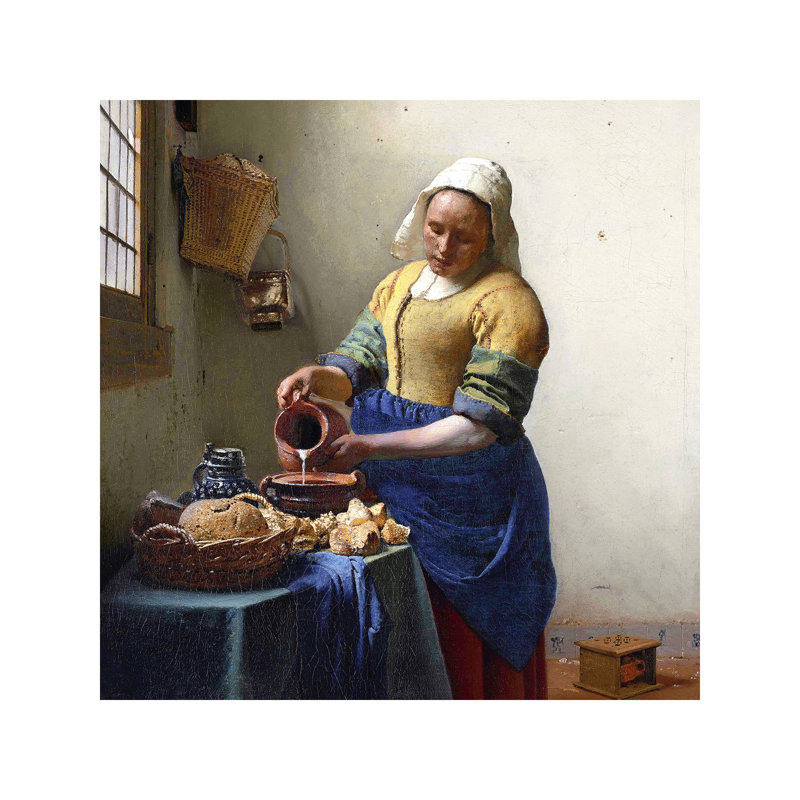 The Milkmaid by Johannes Vermeer - Painting on Canvas, No Frame, 66.04 cm H x 66.04 cm W x 1.91 cm D